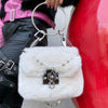 Original Metal Ring Pearl Chain Plush One Shoulder Multiple Back Concave Style Bag