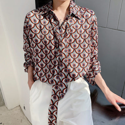 Summer floral long-sleeved shirt