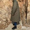 Warm thick  loose over knee gourd type cotton long coat