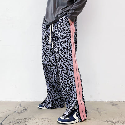 wide-leg gray leopard printed pant