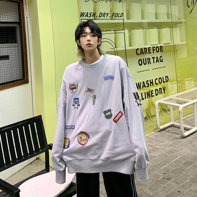 Custom made Multi patch Korean skater applique sweatshirt