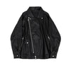 Fake PU Leather retro fashion inspired biker jacket in black