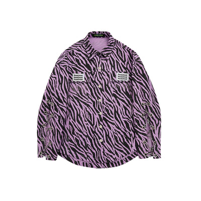zebra pattern chain sleeve loose shirt