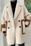 Thick fleece loose fit long length fake fur contrast color Trench jacket