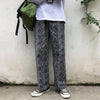 Snake lizard animal print overalls wide leg straight fit roll up casual pants