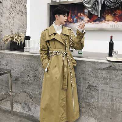 Thick threads stitching long loose fit Trench coat in 2 colors
