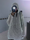 Reflective knitted hooded sweater