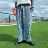 summer small full printed straight casual pants