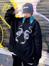 Dark Snake Print Embroidered Loose fit Turtleneck Girl sweatshirt