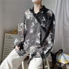 floral oversize retro flower print drooping long sleevees shirt
