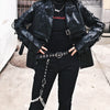 Street  Band Zipper Removable Multi-Piece Medium Long Leather Girl Jacket