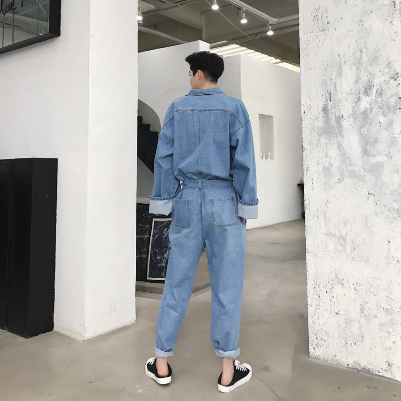 Pure 6 Color Men Overalls Denim Jumpsuits Men Streetwear Jeans Working Long  Pants Plus Size | Wish